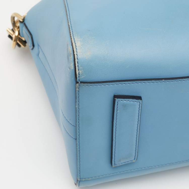 Pre Owned Givenchy Light Blue Leather Small Antigona Satchel
