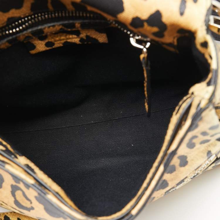 Pre Owned Givenchy Yellow/Black Leopard Print Leather Mini Pandora Pure Top Handle Bag