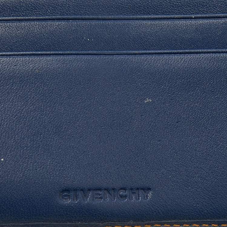 Pre Owned Givenchy Blue Denim an Leather Trifold Wallet