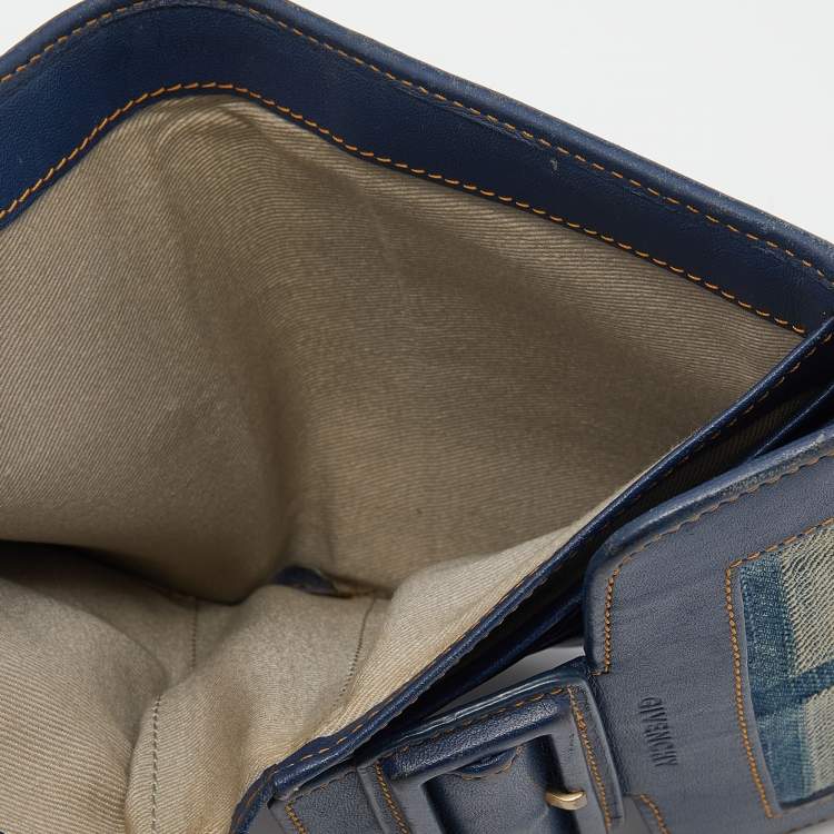 Pre Owned Givenchy Blue Denim an Leather Trifold Wallet