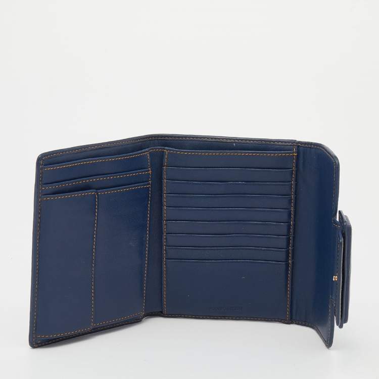 Pre Owned Givenchy Blue Denim an Leather Trifold Wallet