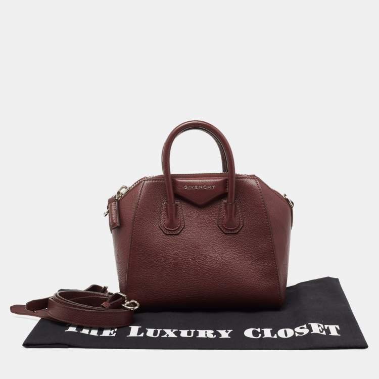 Pre Owned Givenchy Burgundy Leather Mini Antigona Satchel