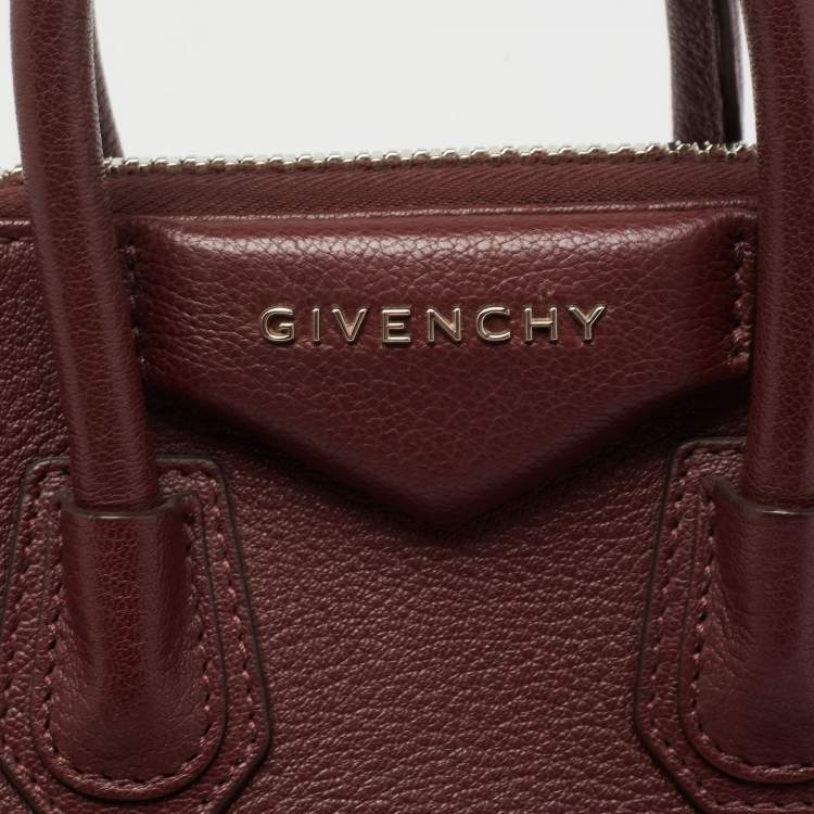 Pre Owned Givenchy Burgundy Leather Mini Antigona Satchel