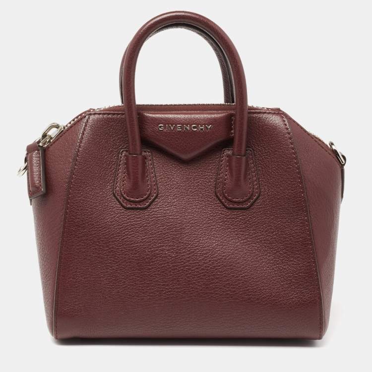 Pre Owned Givenchy Burgundy Leather Mini Antigona Satchel