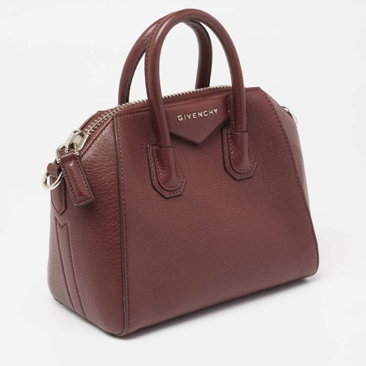 Pre Owned Givenchy Burgundy Leather Mini Antigona Satchel