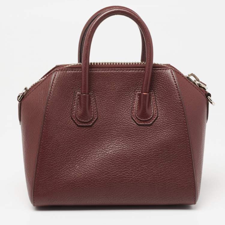 Pre Owned Givenchy Burgundy Leather Mini Antigona Satchel
