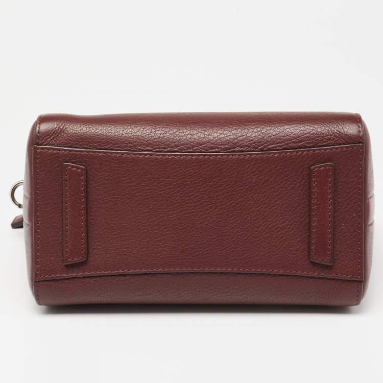 Pre Owned Givenchy Burgundy Leather Mini Antigona Satchel