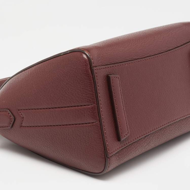 Pre Owned Givenchy Burgundy Leather Mini Antigona Satchel
