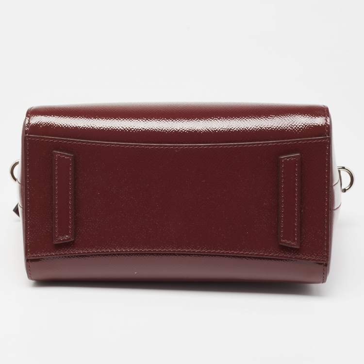 Pre Owned Givenchy Burgundy Patent Leather Mini Antigona Satchel