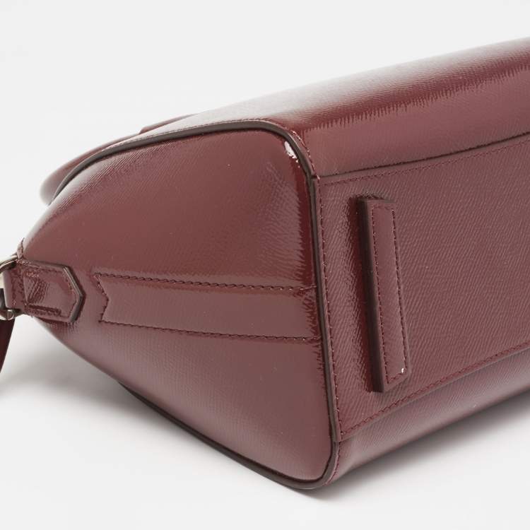 Pre Owned Givenchy Burgundy Patent Leather Mini Antigona Satchel