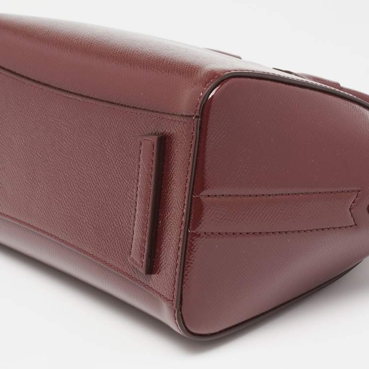 Pre Owned Givenchy Burgundy Patent Leather Mini Antigona Satchel