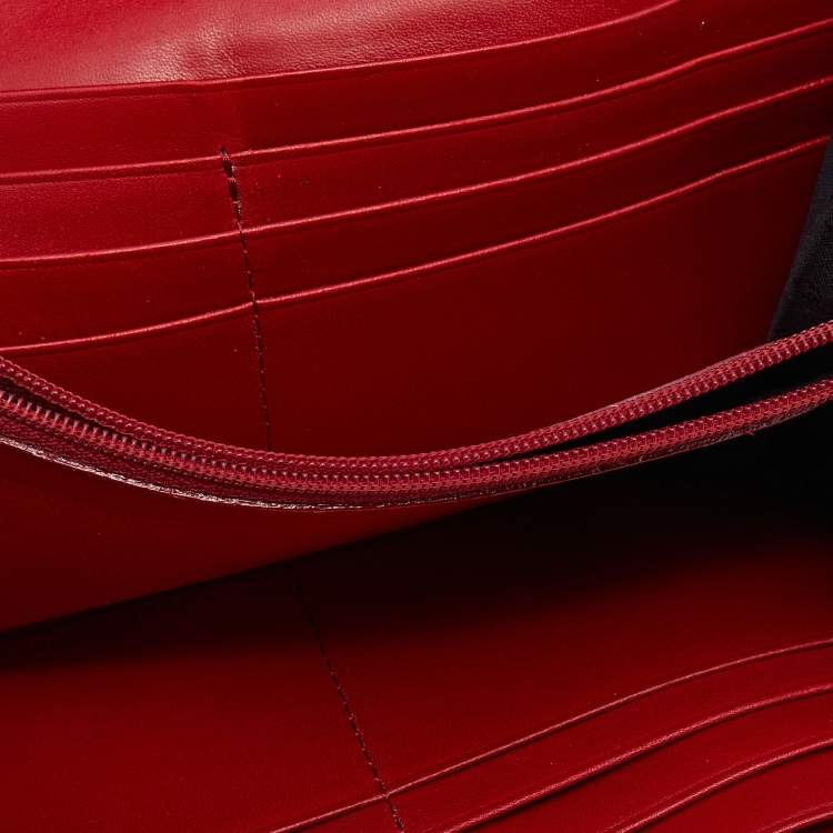 Pre Owned Givenchy Red Canvas Continental Wallet