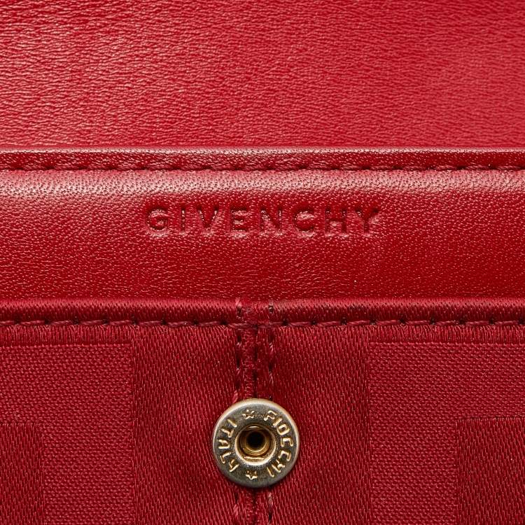 Pre Owned Givenchy Red Canvas Continental Wallet