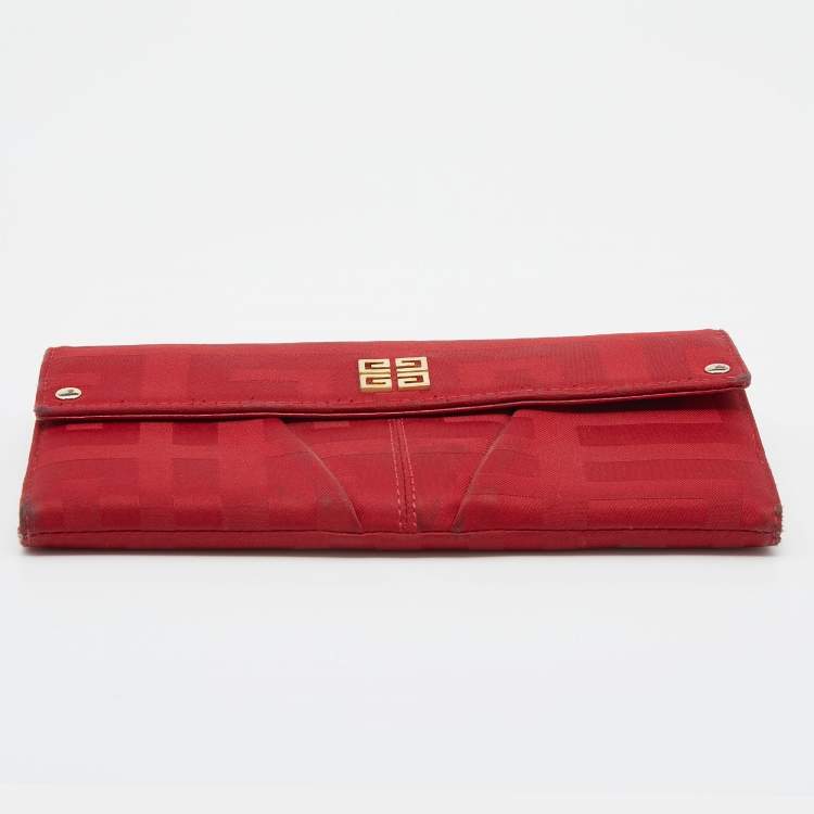 Pre Owned Givenchy Red Canvas Continental Wallet