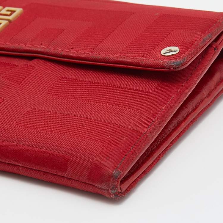 Pre Owned Givenchy Red Canvas Continental Wallet