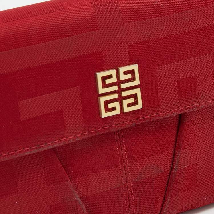 Pre Owned Givenchy Red Canvas Continental Wallet