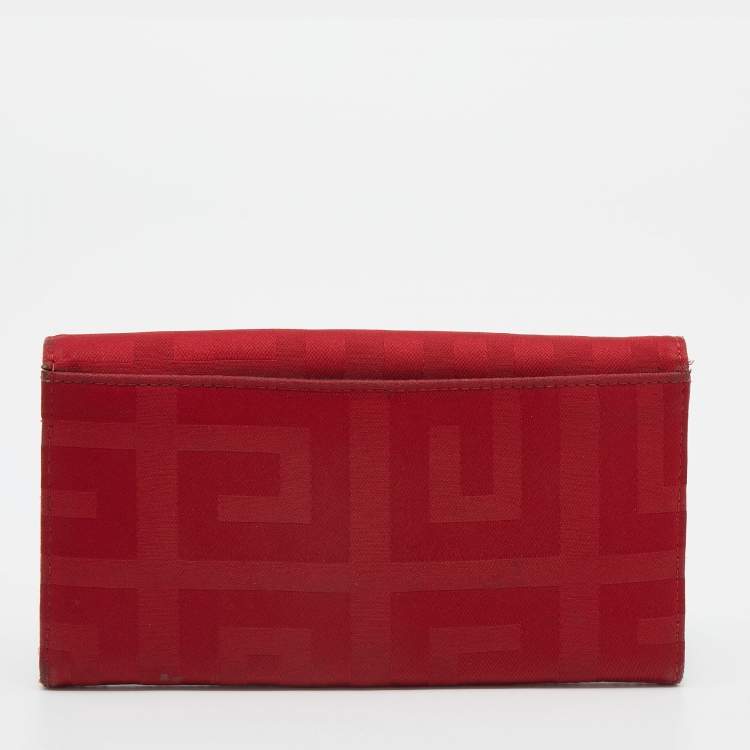 Pre Owned Givenchy Red Canvas Continental Wallet