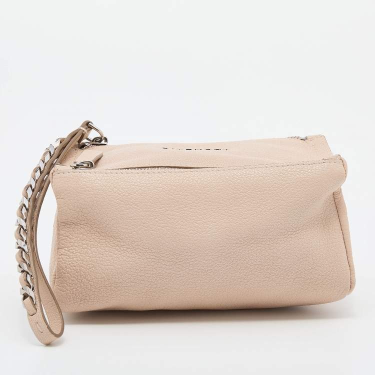 Pre Owned Givenchy Beige Leather Pandora Wristlet Clutch