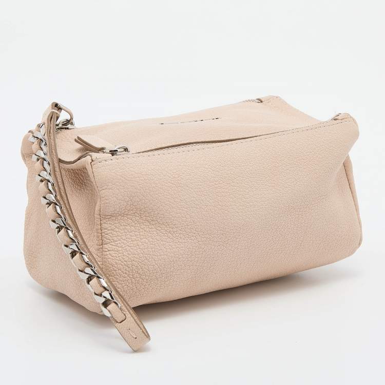 Pre Owned Givenchy Beige Leather Pandora Wristlet Clutch