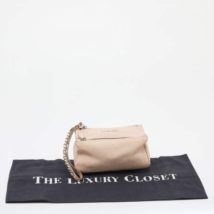 Pre Owned Givenchy Beige Leather Pandora Wristlet Clutch