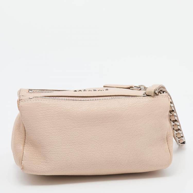 Pre Owned Givenchy Beige Leather Pandora Wristlet Clutch