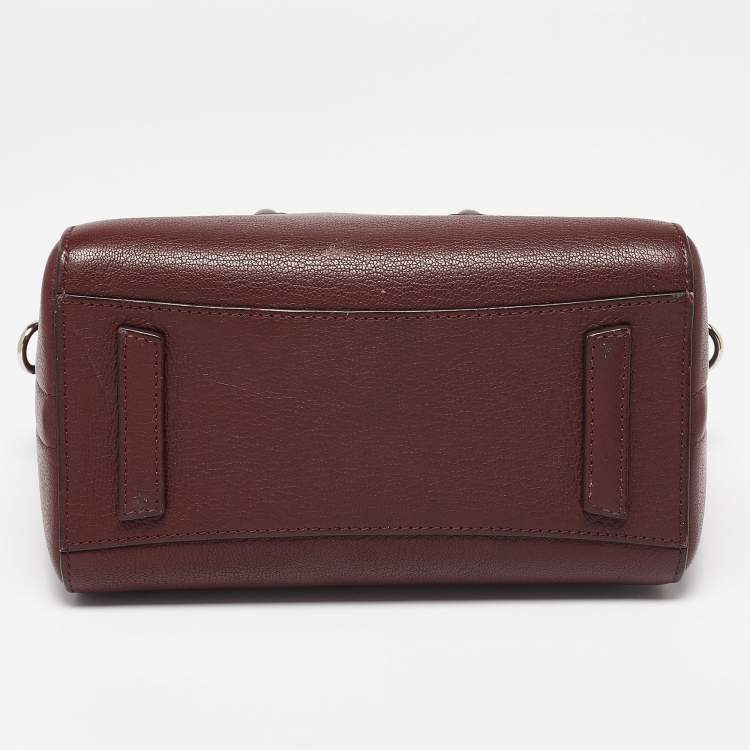 Pre Owned Givenchy Burgundy Leather Mini Antigona Satchel