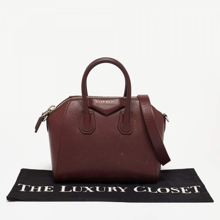 Pre Owned Givenchy Burgundy Leather Mini Antigona Satchel