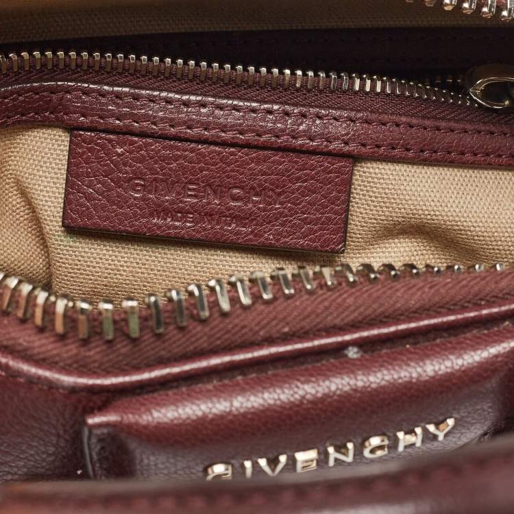 Pre Owned Givenchy Burgundy Leather Mini Antigona Satchel