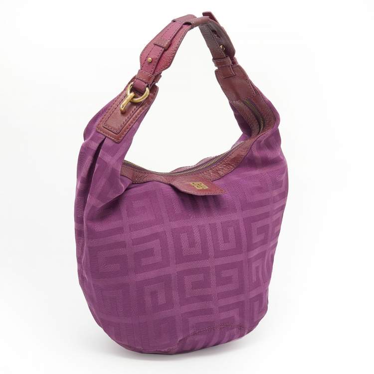 Pre Owned Givenchy Purple Monogram Canvas and Leather Hobo