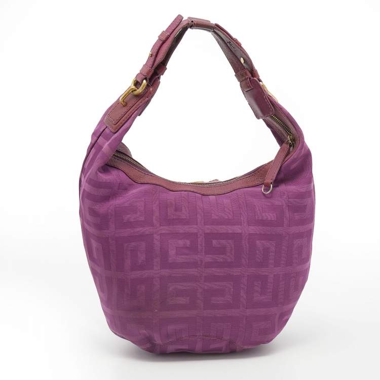 Pre Owned Givenchy Purple Monogram Canvas and Leather Hobo