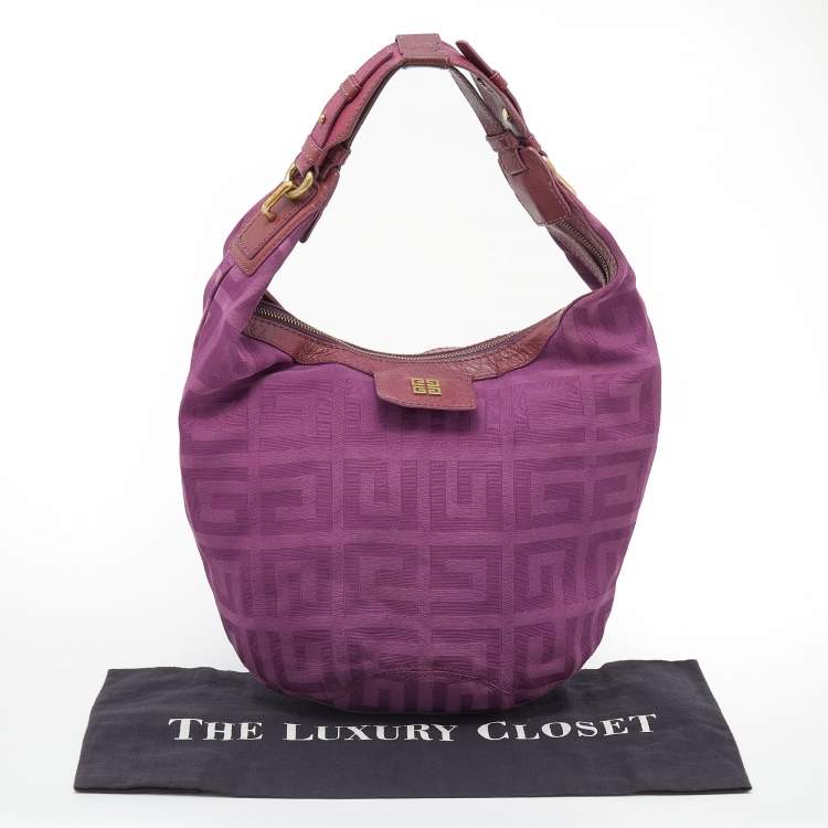 Pre Owned Givenchy Purple Monogram Canvas and Leather Hobo