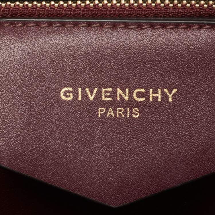 Pre Owned Givenchy Grey/Burgundy Canvas Logo Print Bond Tote 
