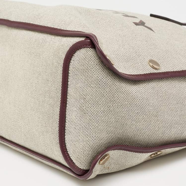 Pre Owned Givenchy Grey/Burgundy Canvas Logo Print Bond Tote 