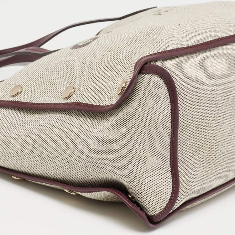Pre Owned Givenchy Grey/Burgundy Canvas Logo Print Bond Tote 