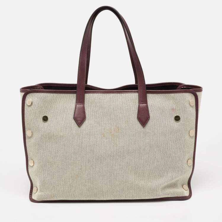Pre Owned Givenchy Grey/Burgundy Canvas Logo Print Bond Tote 