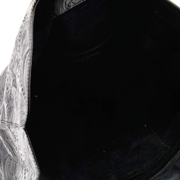 Pre Owned Givenchy Black Paisley Embossed Leather Top Handle Bag
