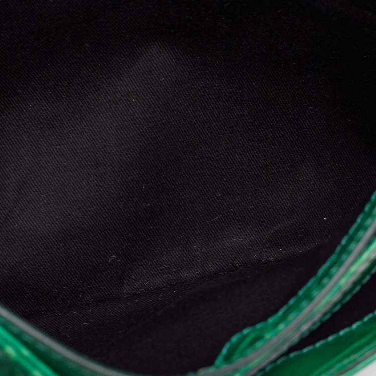 Pre Owned Givenchy Green Croc Embossed Leather Medium Antigona Envelope Clutch