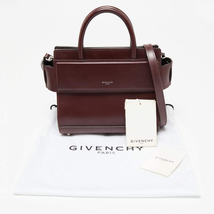 Pre Owned Givenchy Burgundy  Leather Mini Horizon Crossbody Bag