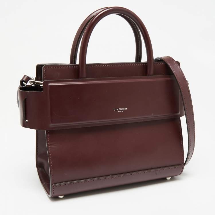 Pre Owned Givenchy Burgundy  Leather Mini Horizon Crossbody Bag