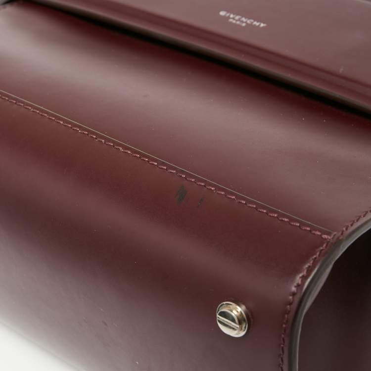 Pre Owned Givenchy Burgundy  Leather Mini Horizon Crossbody Bag