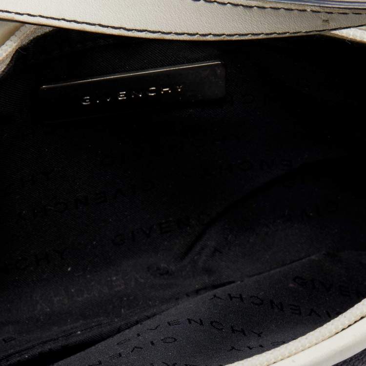 Pre Owned Givenchy Black/White Canvas and Leather Logo Shoulder bag