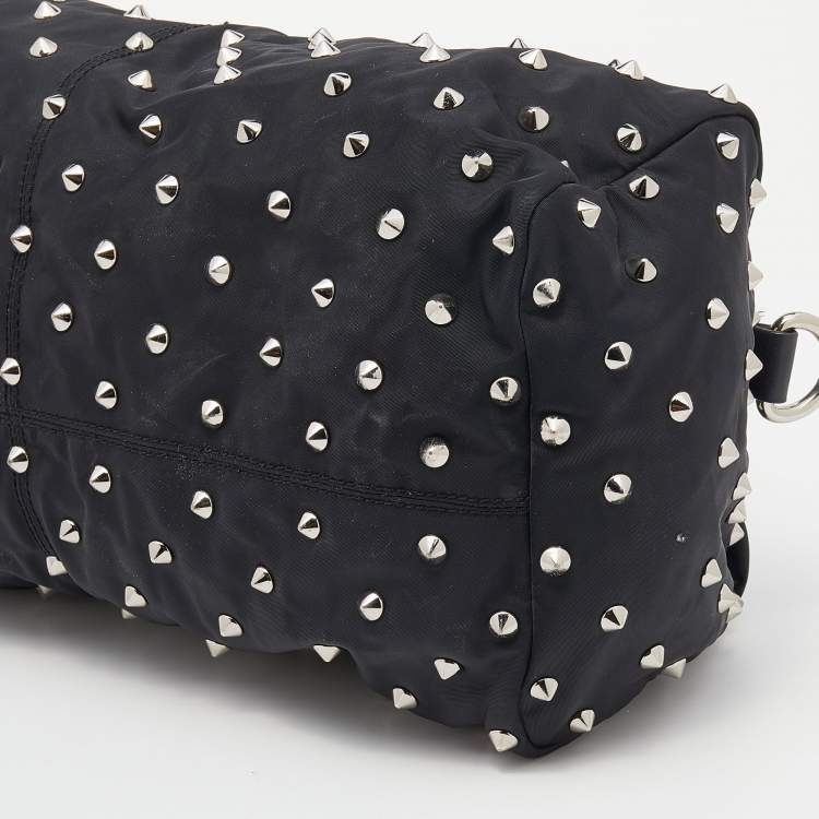 Pre Owned Givenchy Black Studded Nylon Satchel
