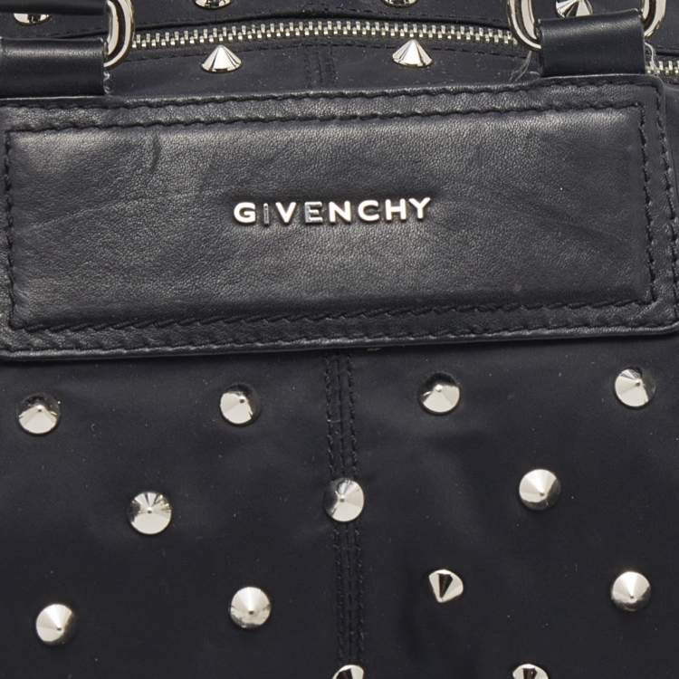 Pre Owned Givenchy Black Studded Nylon Satchel