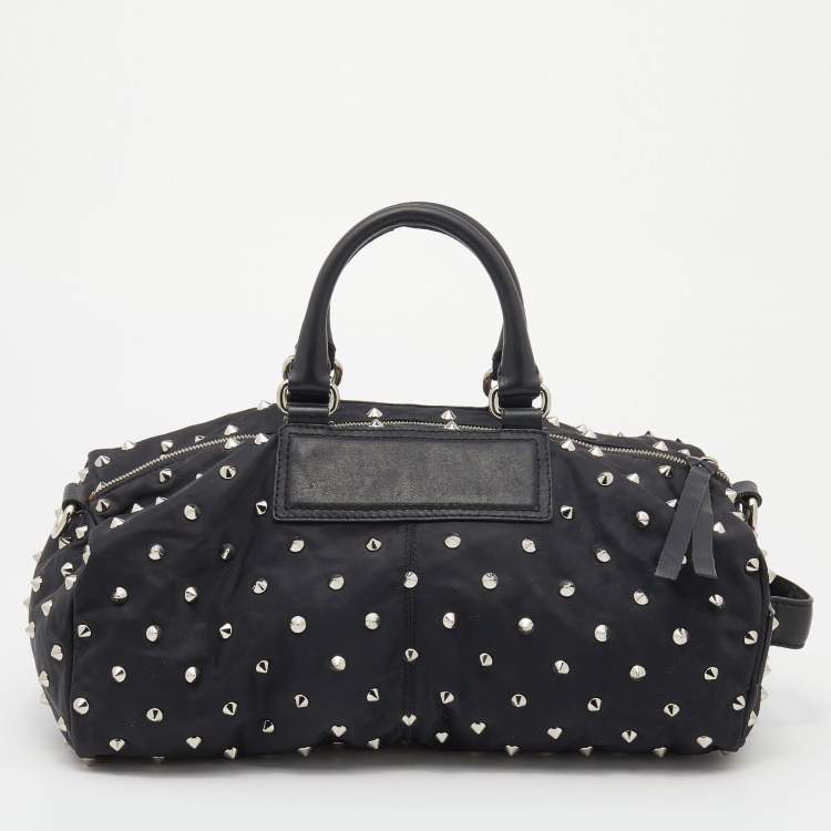 Pre Owned Givenchy Black Studded Nylon Satchel