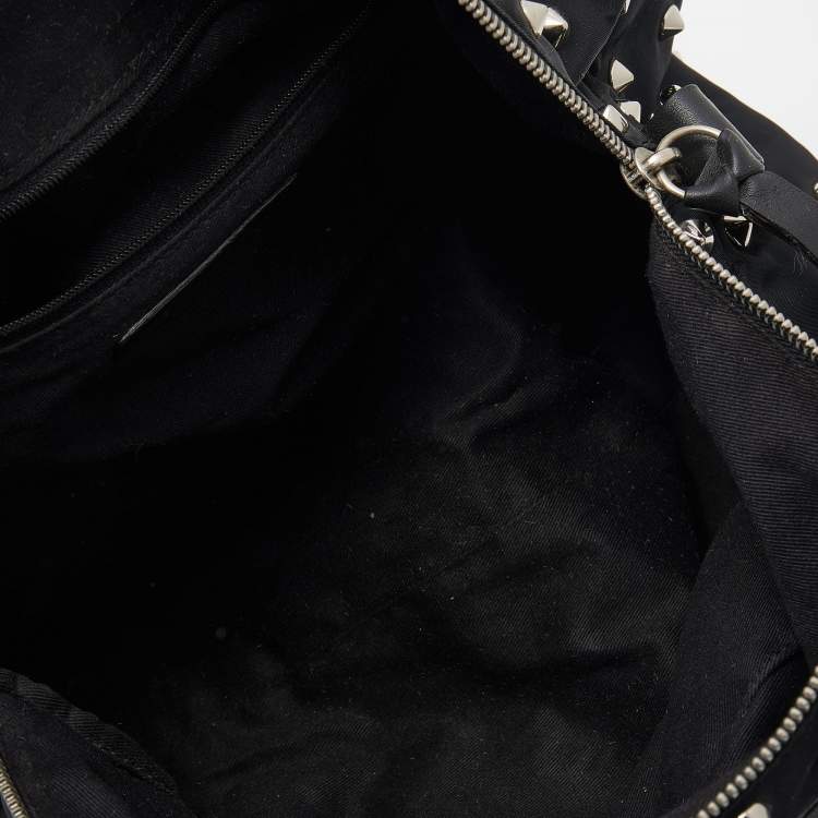 Pre Owned Givenchy Black Studded Nylon Satchel