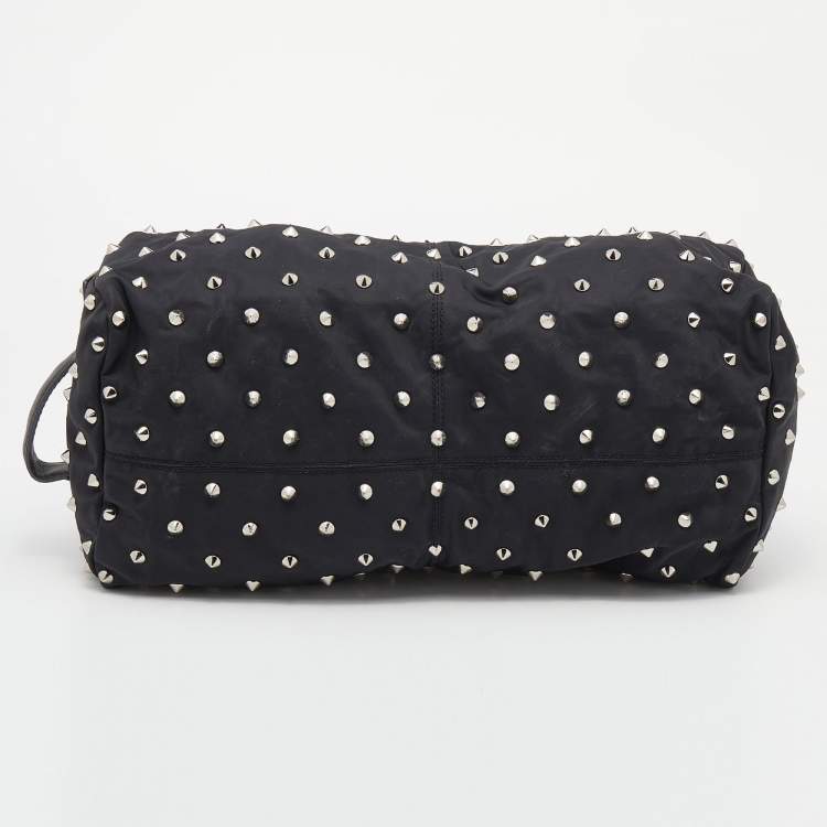 Pre Owned Givenchy Black Studded Nylon Satchel