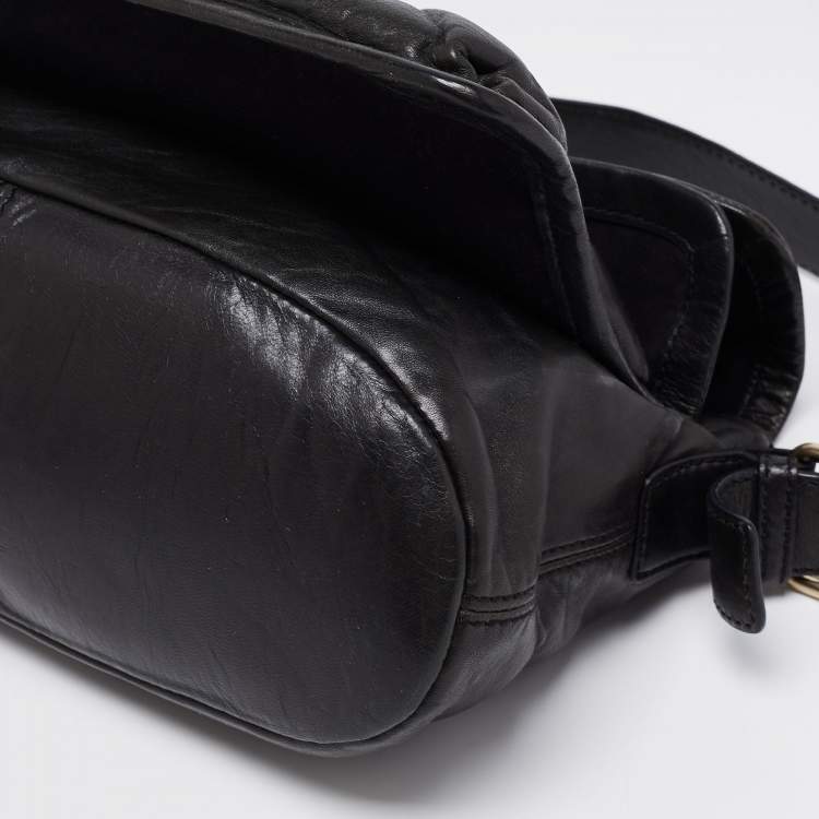 Pre Owned Givenchy Khaki Green Leather Shoulder Bag