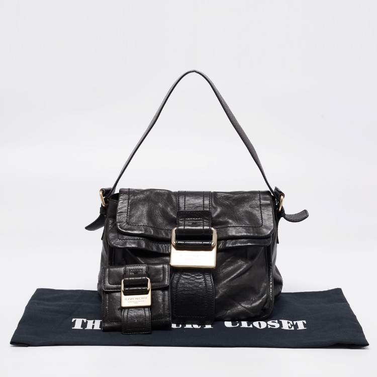 Pre Owned Givenchy Khaki Green Leather Shoulder Bag