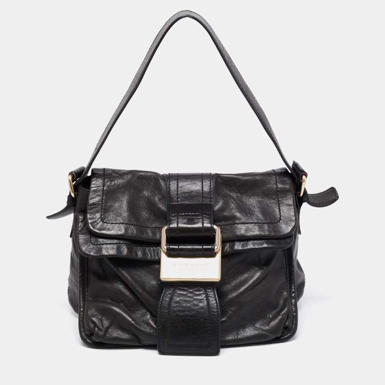 Pre Owned Givenchy Khaki Green Leather Shoulder Bag