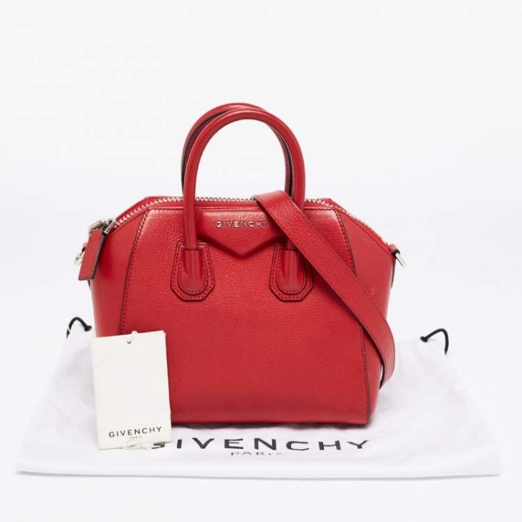 Pre Owned Givenchy Red Leather Mini Antigona Satchel